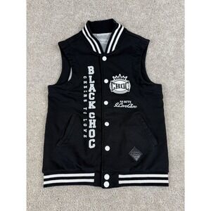 iLoveChoc Black Sleeveless Varcity Jacket Vest Woman's Small